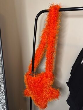 Fuzzy Star Shoulder Bag in Bright Orange